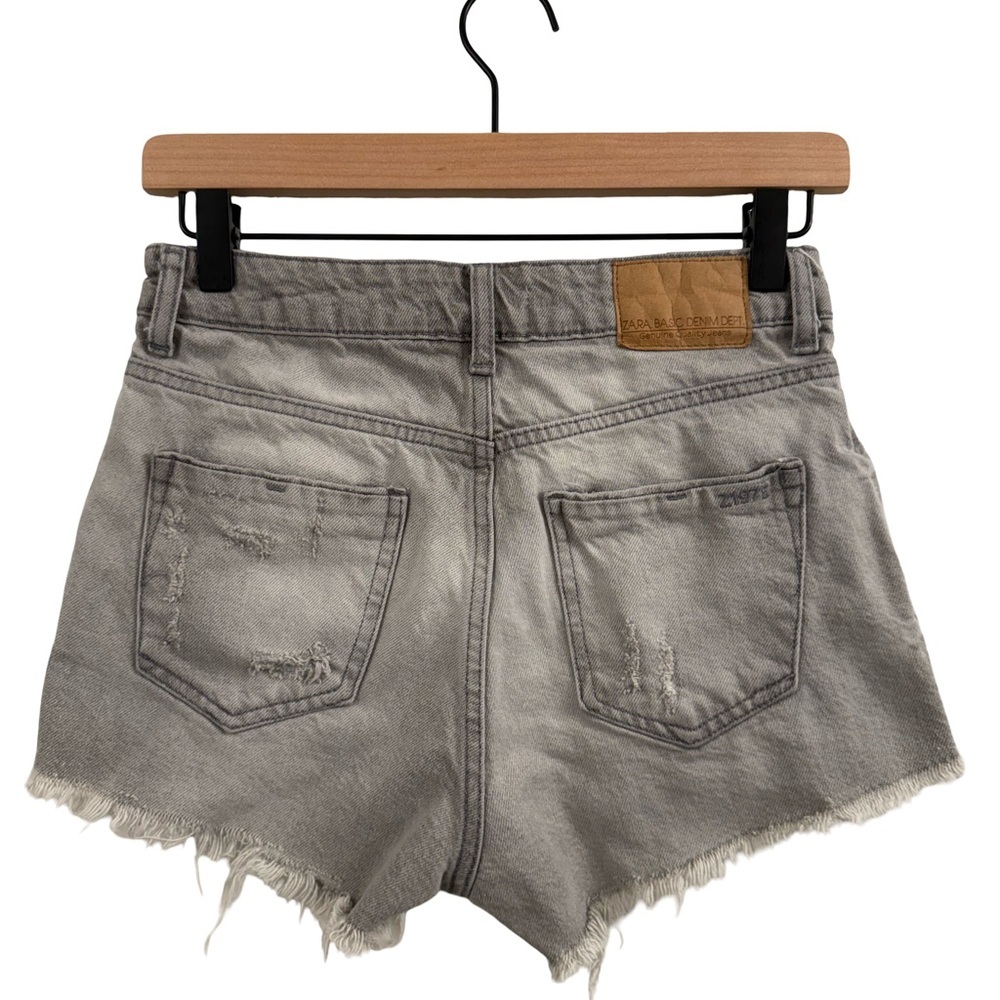 Zara Distressed Gray Jean Shorts - Picture 2 of 6